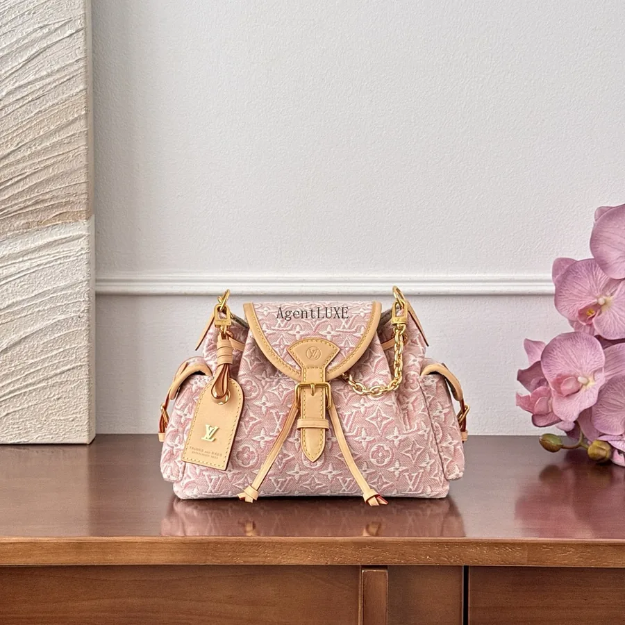 LV Monogram Jacquard Mini Bag Pink Chain