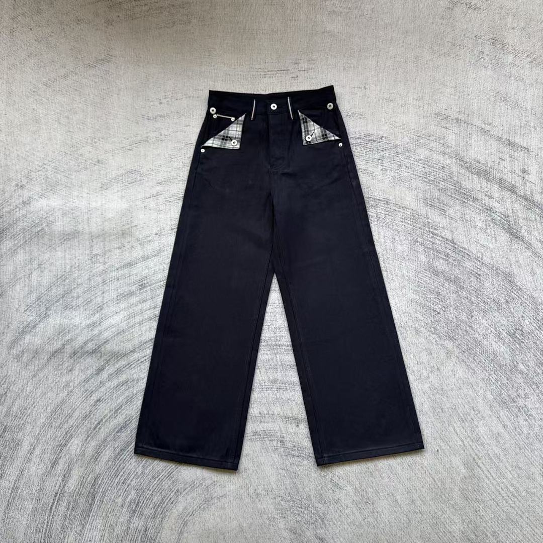 Fyredwrld Plaid fabric selvedge jeans