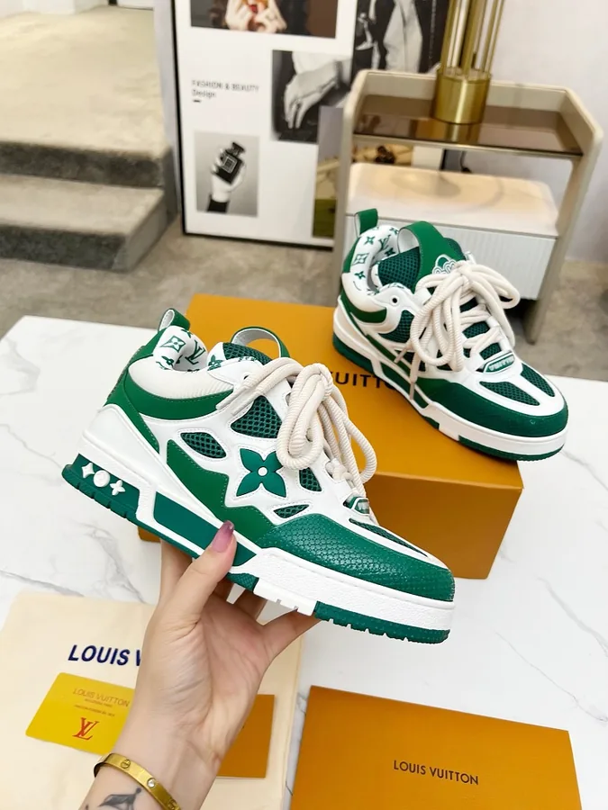 LV Trainer Sneakers Green White