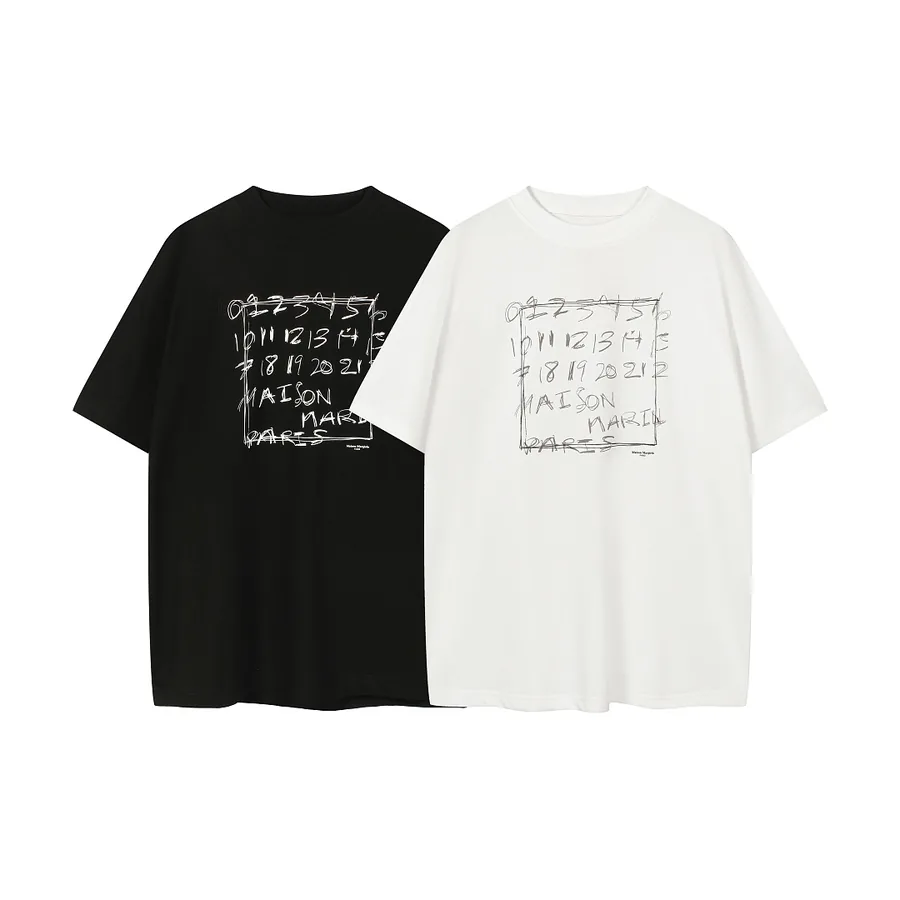 MM 数字字母印花短袖T恤 黑色 白色 46码 48码 50码 52码