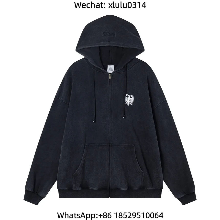 vtm老鹰徽章印花做旧帽衫