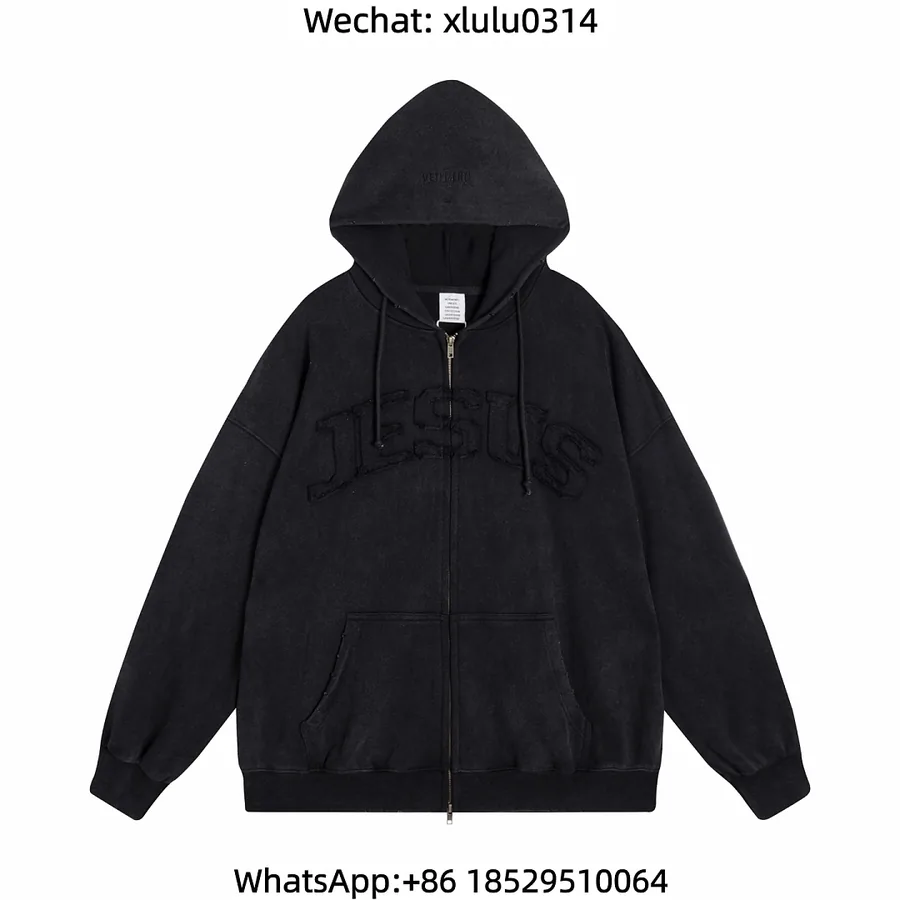 vtm贴布刺绣做旧帽衫