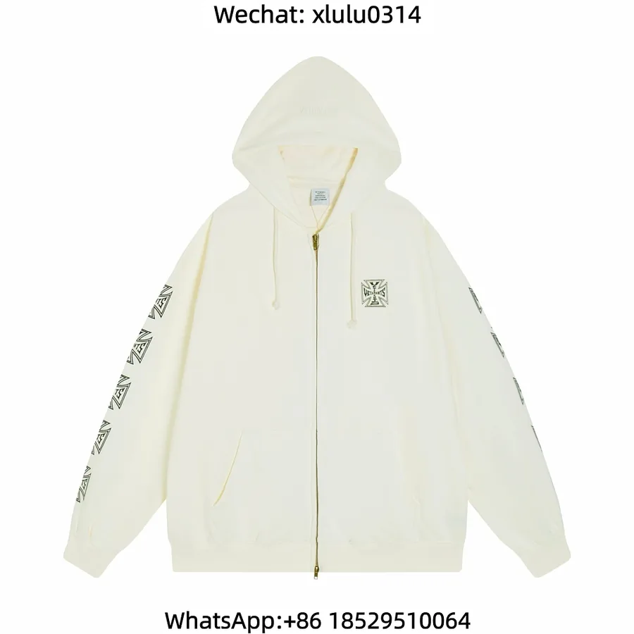 vtm 袖子满印十字拉链帽衫