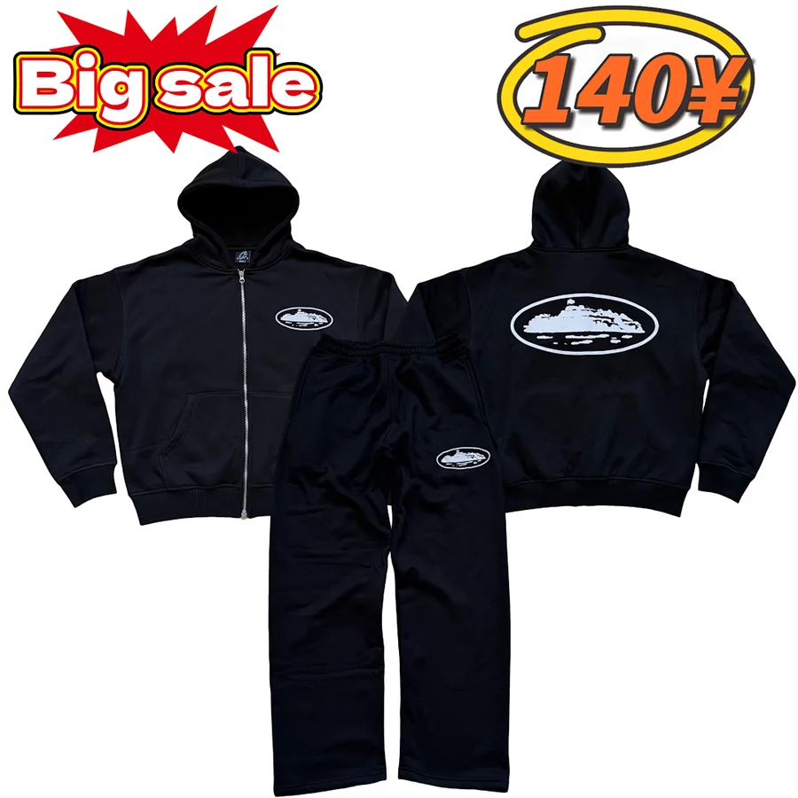 Corteiz logo tracksuit Black color