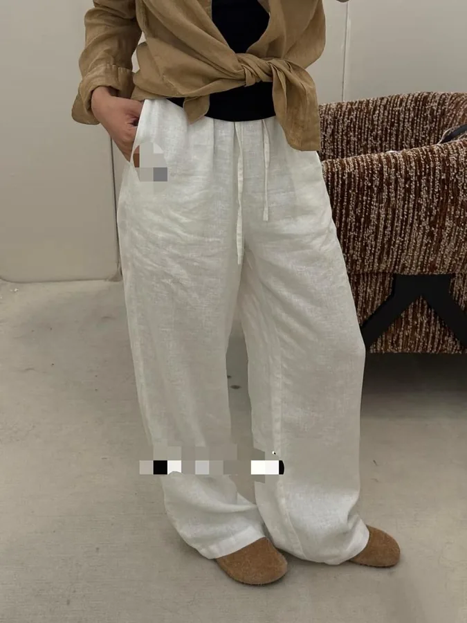 （24.8usd）## Classic wide-leg linen trousers 经典亚麻阔腿裤N