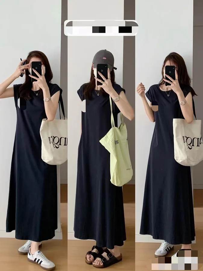 （24.8usd Promotional Sale）##Women's long dress 女款圆领休闲长裙2586N