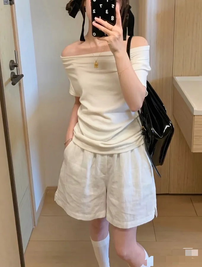 ##Women's linen shorts with liner 女款亚麻短裤M