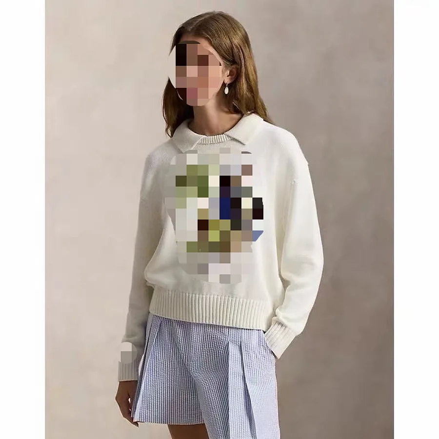 ## bearl sweater 棕榈树小熊翻领毛衣 P