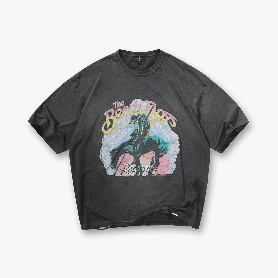 Represent Beach Boys 西部野马骑士T恤 尺码：S M L XL 颜色：水洗炭黑 REPG9864