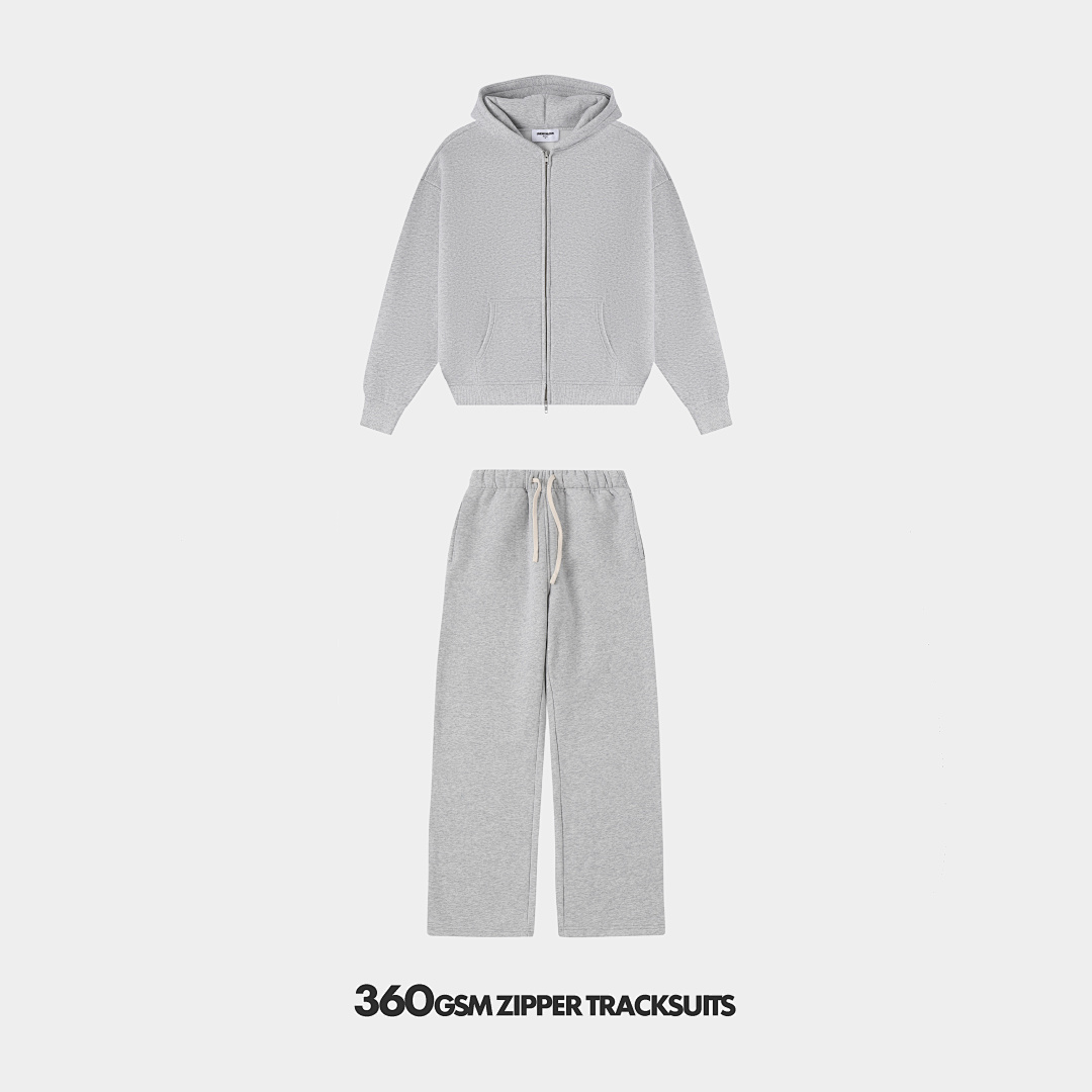 360gsm Union Kingdom Loose Fit Blank Zip-up Hoodie And Tracksuit