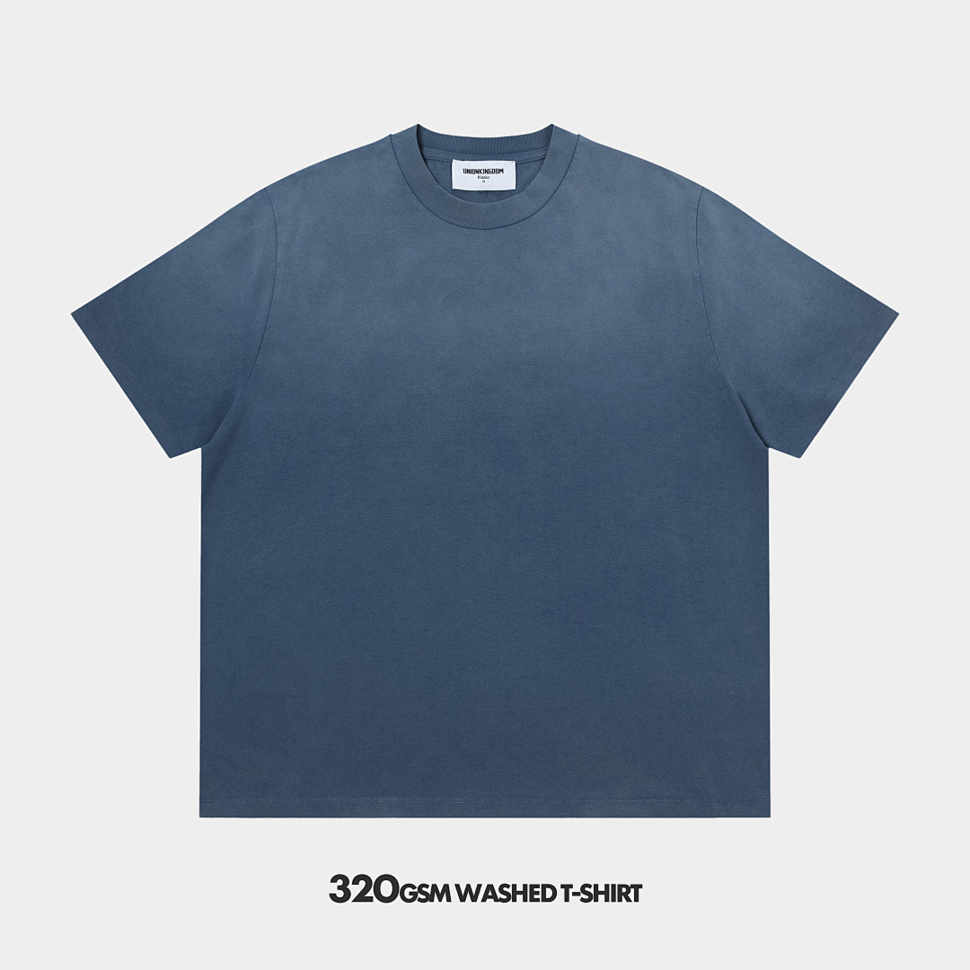 320gsm Union Kingdom vintage washed 100% cotton regual shoulder blank t-shirt