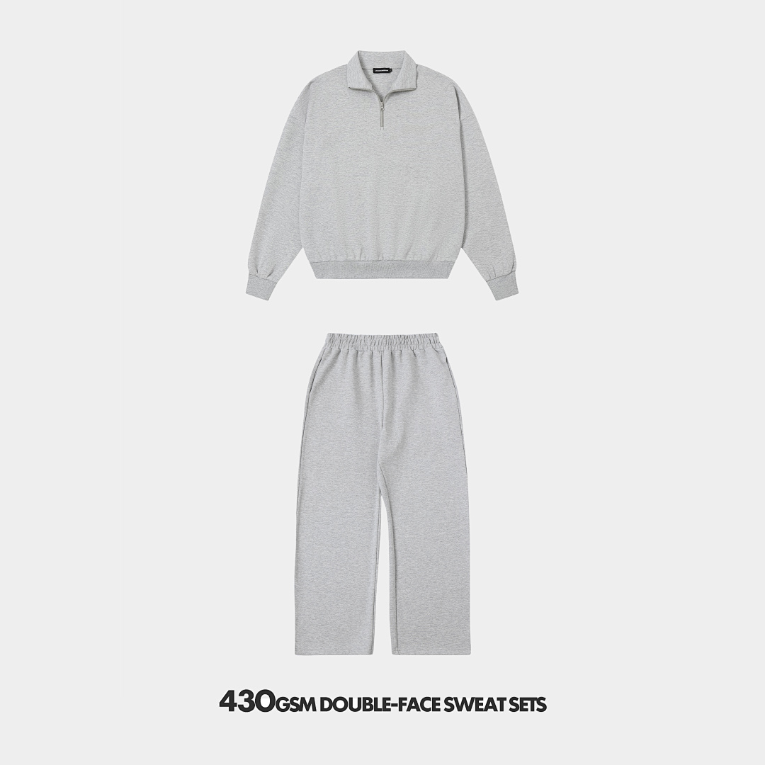 430gsm Union Kingdom Double-face Fabric Boxy Cropped Fit Quarter-zip Sweatshirt