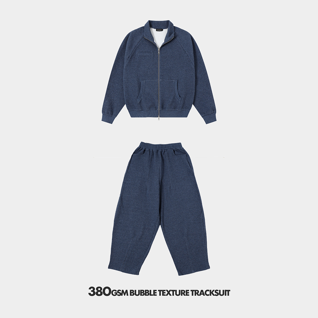 380gsm Union Kingdom Bubble Texture Soft Boxy Cropped Fit Tracksuit