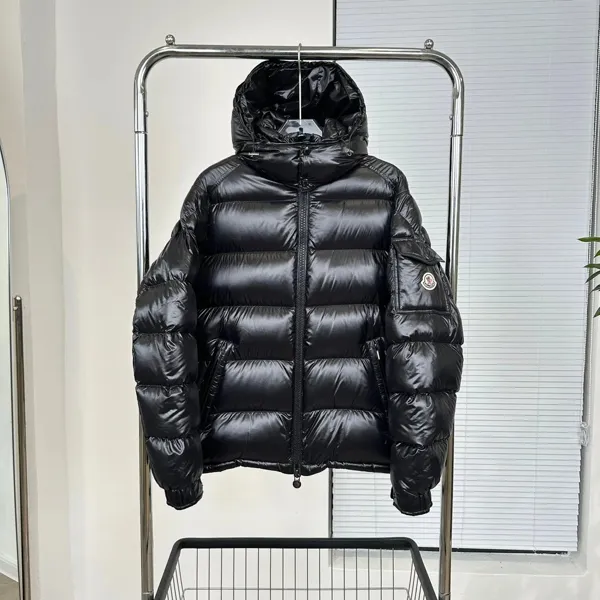 Shiny hooded puffer jacket, Moncler style